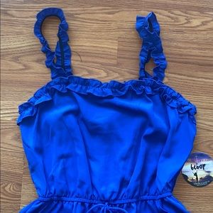 Blue Romper with Ruffled straps